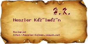 Heszler Kálmán névjegykártya